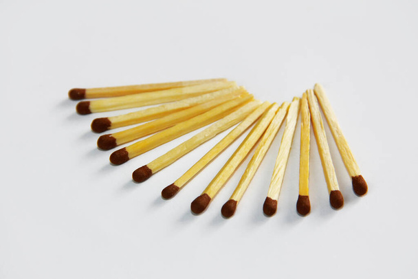 yellow wooden matches to light a fire - Photo, Image