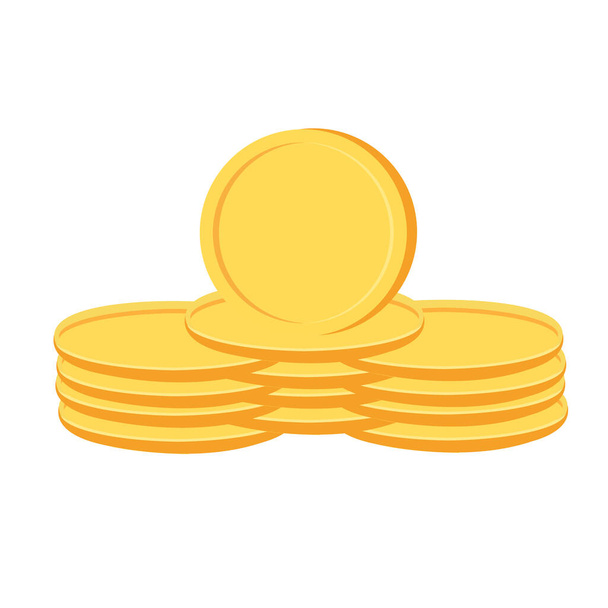 Pile of golden coins, flat cartoon isolated on white background, modern design - ベクター画像