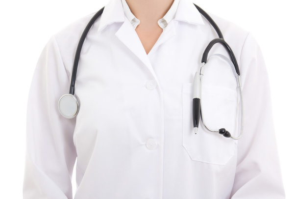 Close up of a doctor's white coat and stethoscope - Photo, Image