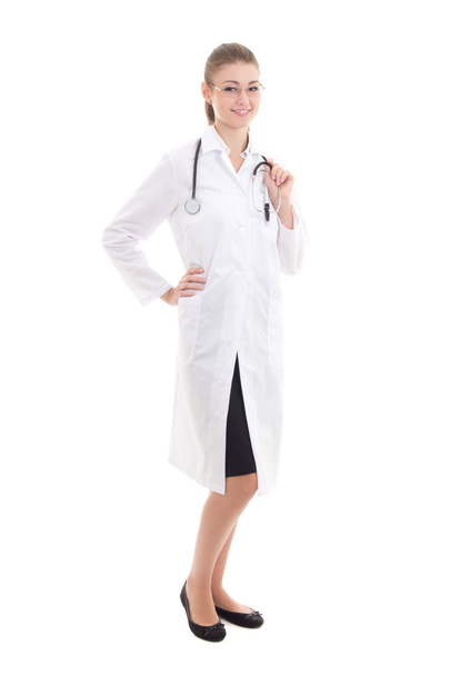 full length young female doctor isolated on white - Foto, imagen