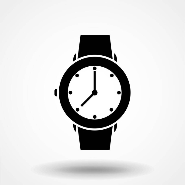 Men's hand classic wrist watch icon. Isolated wristwatch black illustration. Stock vector illustration flat design style. EPS10. - Vector, afbeelding
