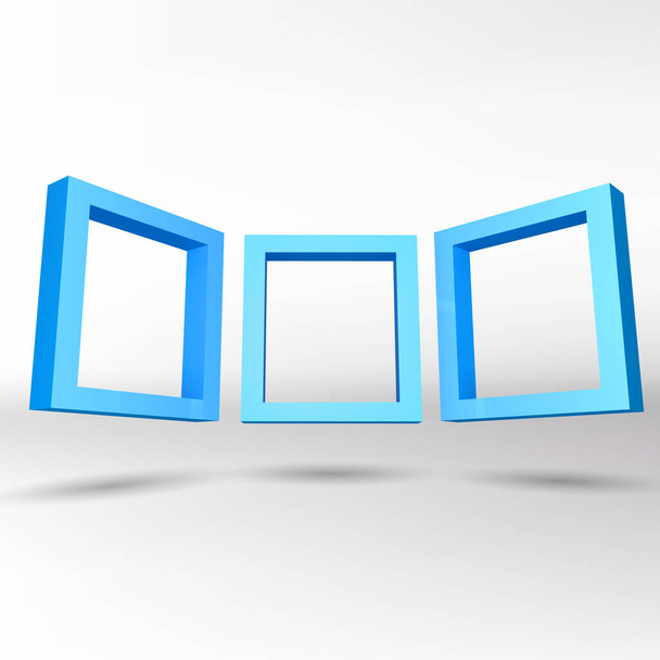 Three blue rectangular 3D frames for your presentation - ベクター画像