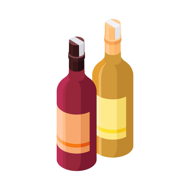 Icona isometrica del vino - Vettoriali, immagini