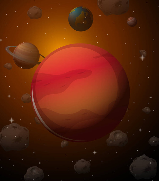 Planète Mars sur fond spatial illustration - Vecteur, image