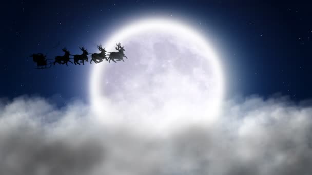 Santa rénszarvasok átrepülnek a Hold - Felvétel, videó