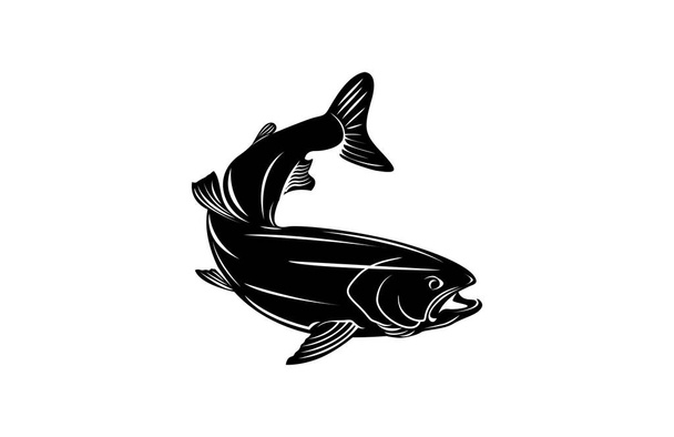 Resimli Stil Sanatsal Balık Vektör Tasarımı - Vektör, Görsel