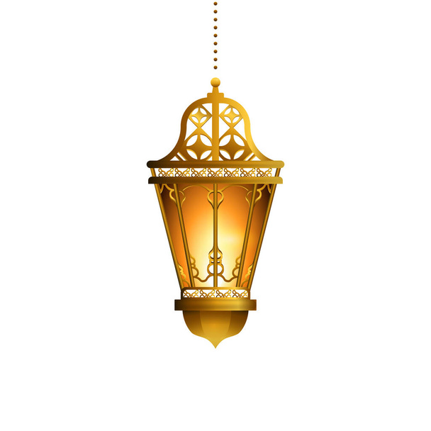 Реалістичний 3D-ісламський ліхтар, ізольований на білому тлі. Елементи векторного зображення ісламського ліхтаря для мусульманських свят - Вектор, зображення