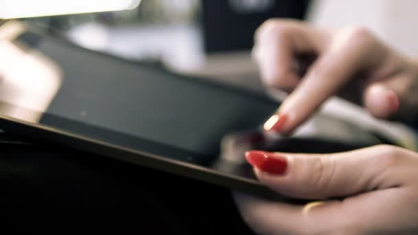 Woman hands operating wit pad - Footage, Video