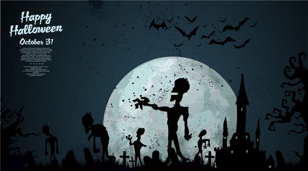 Halloween zombi háttér - Vektor, kép