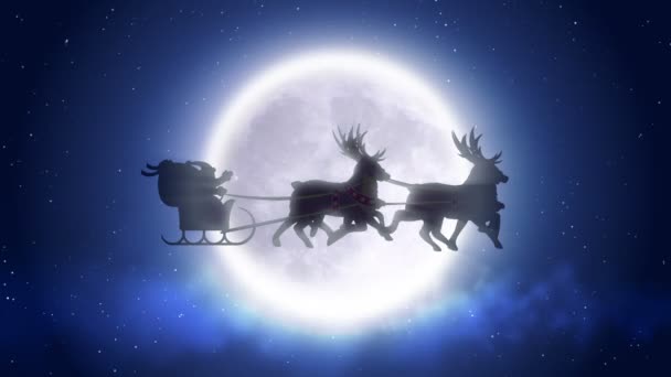 З оленів Санта літати над місяцем - Кадри, відео