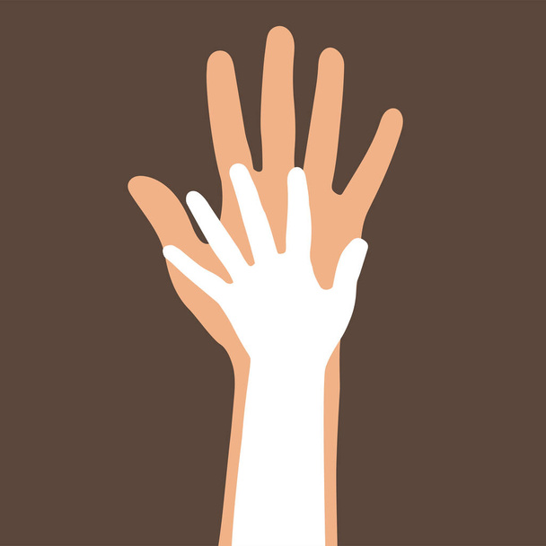 Children's and adult hand, palm. Stock vector illustration eps10.  - Вектор,изображение