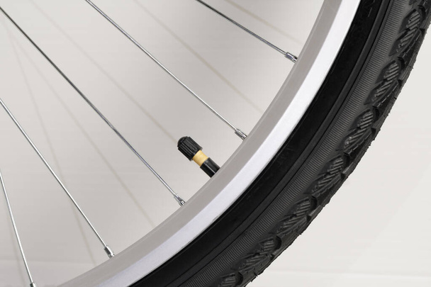Bicycle wheel with nipple. Close-up. On white background. - Photo, Image