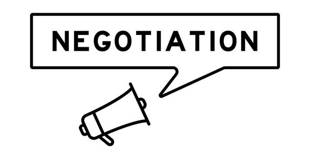 Megafon ikona z bańki mowy w negocjacjach słowa na białym tle - Wektor, obraz