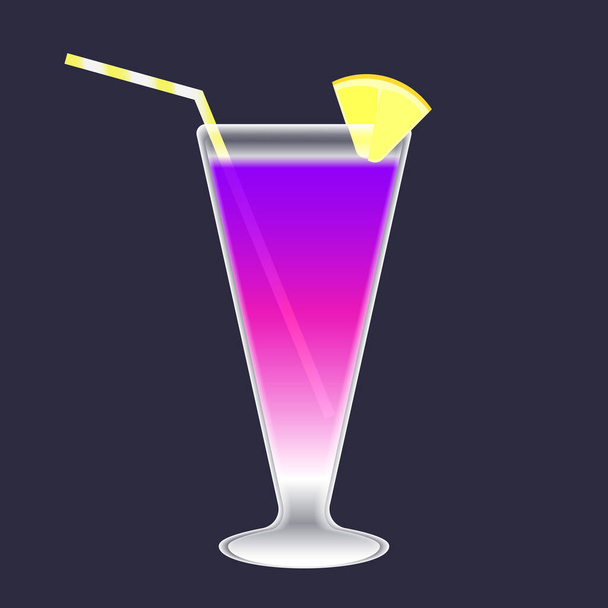 Stylized cocktail glass, colorful vector icon illustration - Вектор, зображення