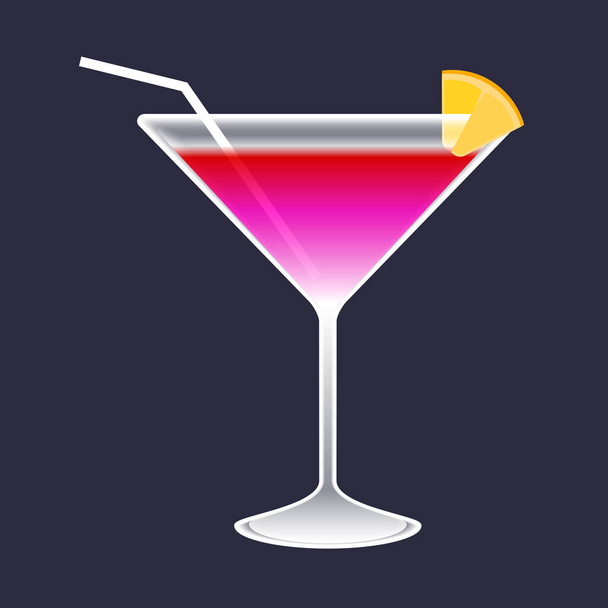 Stylized cocktail glass liqueur, colorful vector icon illustration - Wektor, obraz