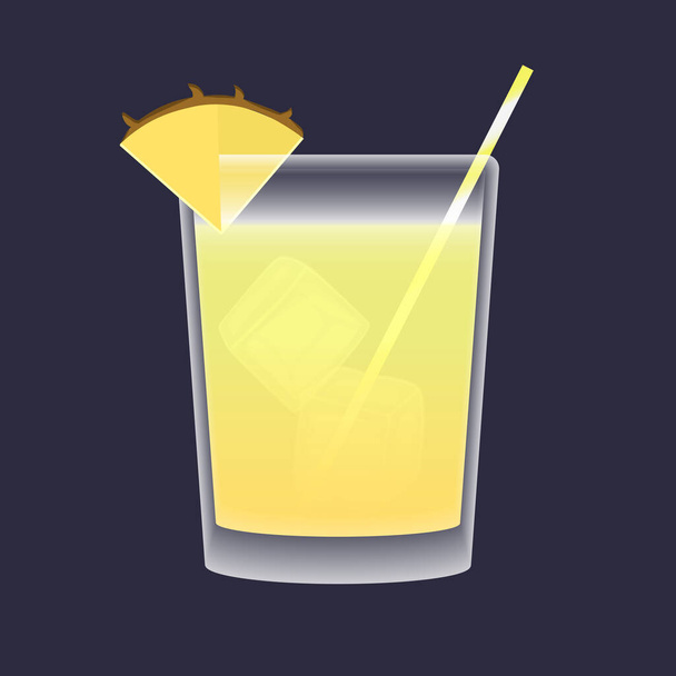 Stylized pineapple juice glass, colorful vector icon illustration - Vektor, obrázek