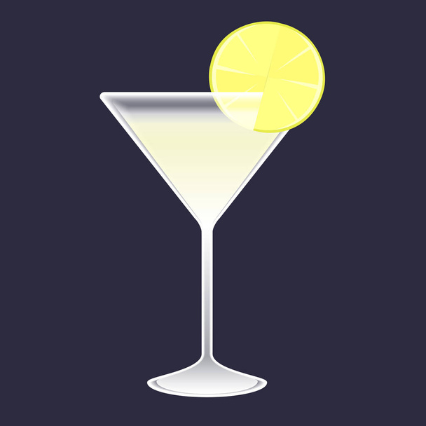 Stylized glass with lemon cocktail, vector illustration - Вектор,изображение