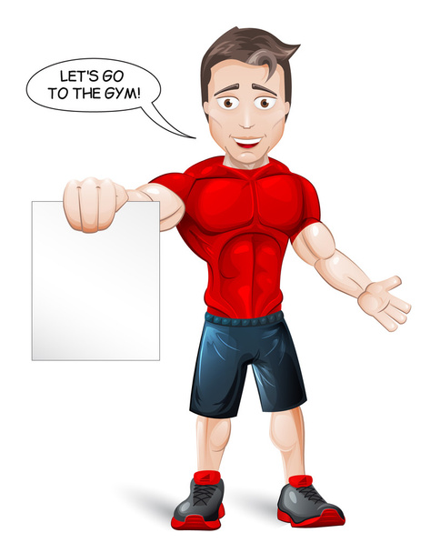 Cartoon Fitnesstrainer - Vector, afbeelding