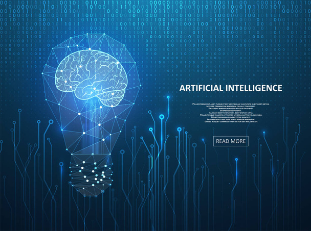 Artificial Intelligence illustration. Artificial intelligence and machine learning concept. Digital computer code. Data transfer concepts in internet. - Vector, Imagen