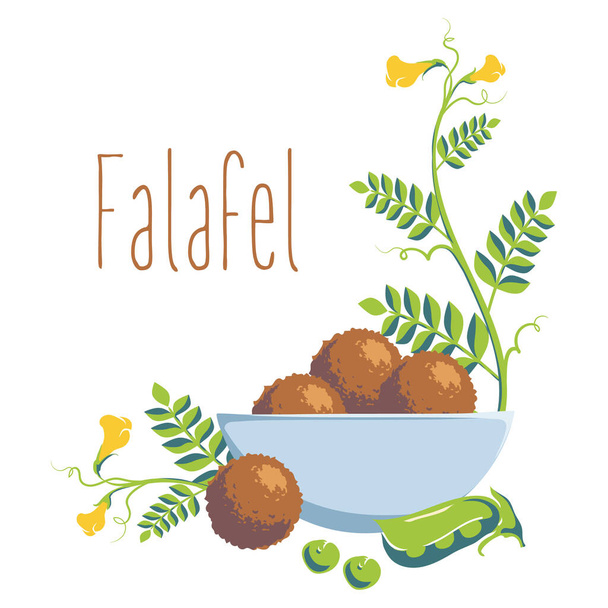 Desenho plano de Falafel - Vetor, Imagem