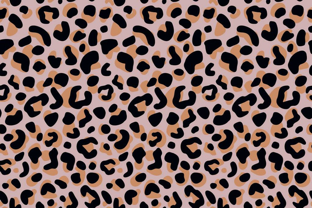 Die Leopardenhaut hat ein nahtloses Muster. Retro-Savannen-Tiere im Stich-Stil. Handgezeichnet schwarz braun strukturiert für Stoff, Tapete, Textil, Druck, Packpapier. Vektorillustration. - Vektor, Bild