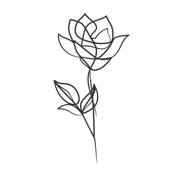 Непрерывный рисунок линии простой цветочной иллюстрации. Абстрактный цветок в одной строке - Вектор,изображение