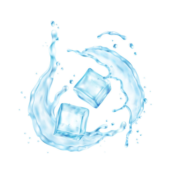 Composición de salpicaduras de agua de hielo - Vector, Imagen
