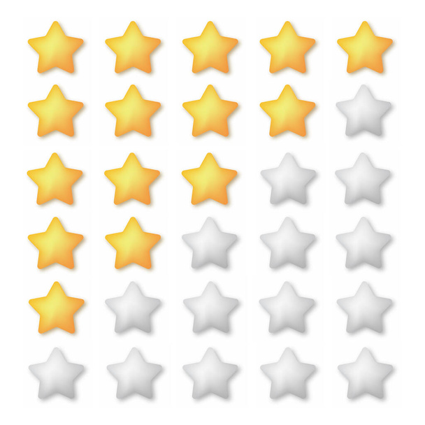 3d 5 Sterne Bewertung. Service Rate oder Qualität Feedback Zeichen. Vektorillustration - Vektor, Bild