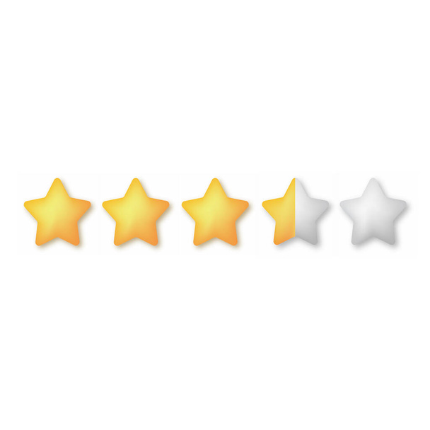 3D 5つ星評価。サービスレートや品質フィードバックサイン。ベクターイラスト - ベクター画像
