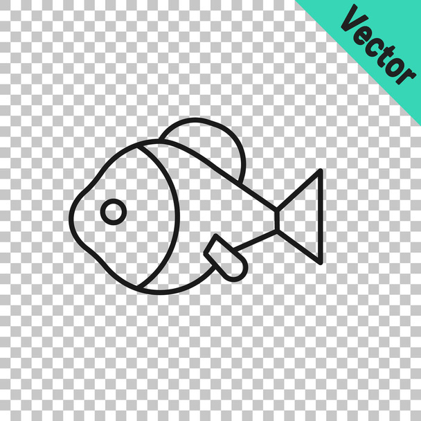 Black line Fish icon isolated on transparent background.  Vector - Vector, Image