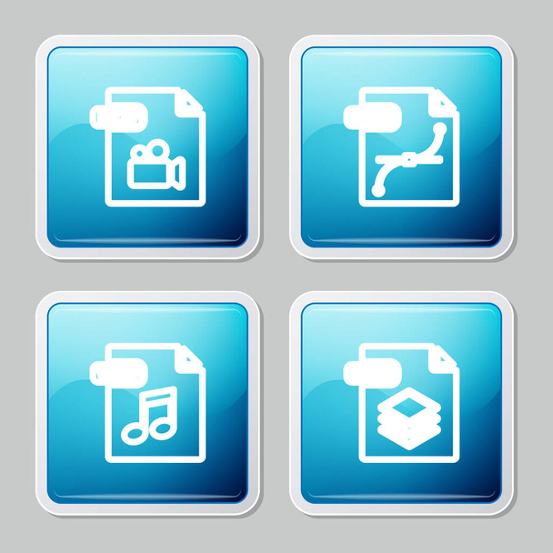Set line MOV file document, SVG, WAV and PSD icon. Vector. - Vector, Image