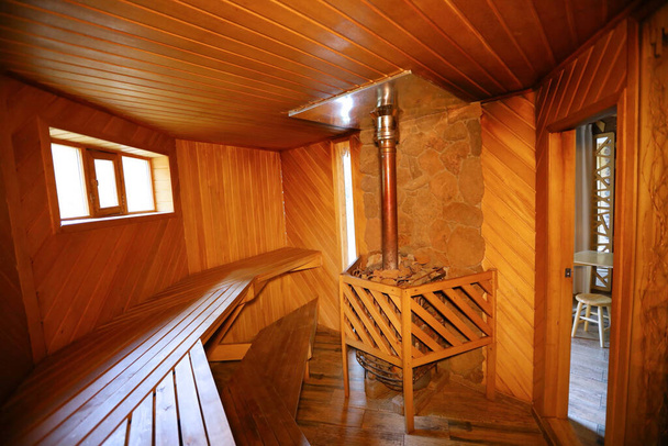 Russian bathhouse in the forest of lime boards beautiful design - Photo, Image
