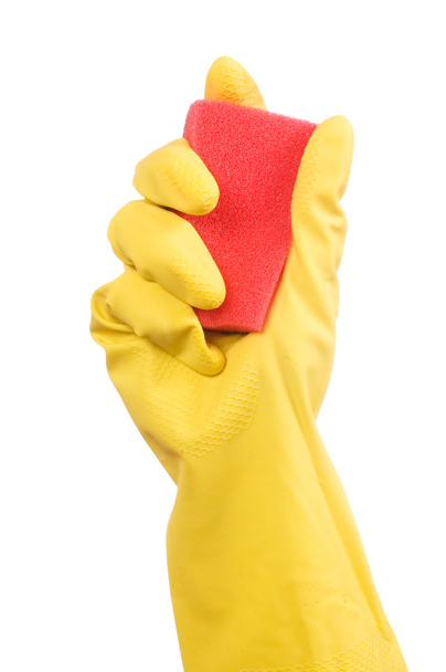 Hand in glove isolated over white - Φωτογραφία, εικόνα