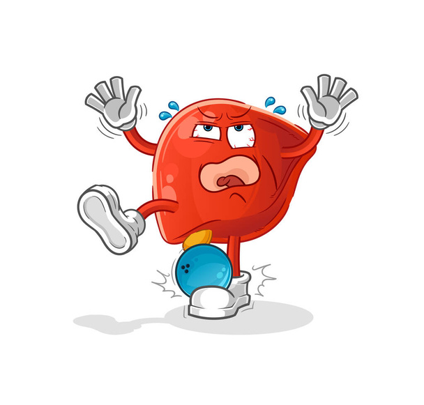 liver hiten by bowling cartoon. cartoon mascot vector - Vector, Image