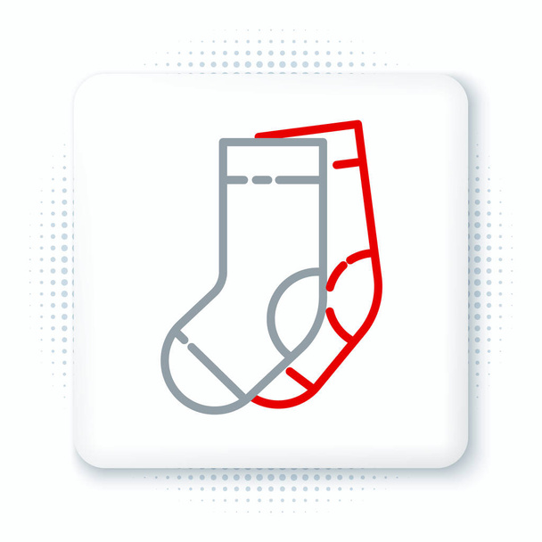 Line Socks Symbol isoliert auf weißem Hintergrund. Buntes Rahmenkonzept. Vektor. - Vektor, Bild