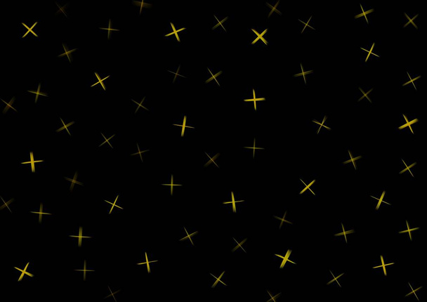 Art abstrait fond noir avec motif étoiles dorées. Flash jaune illuminé toile de fond avec ciel et design graphique galaxie. Étincelle d'éclairage pour la fête. - Photo, image