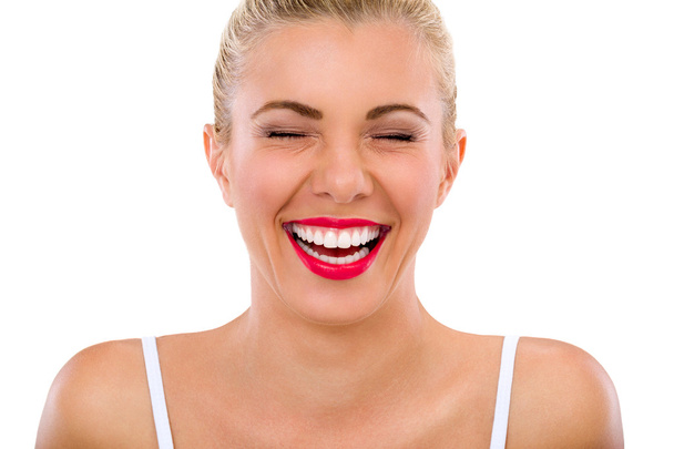 woman with beautiful teeth laughs - Foto, Bild