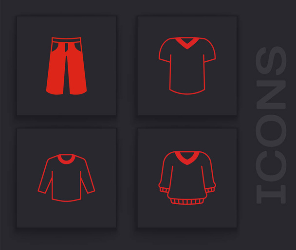 Set trui, broek, T-shirt en icoon. Vector - Vector, afbeelding