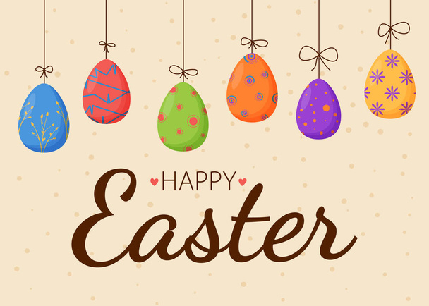 Veselé velikonoční písmo. Jarní prázdniny. Veselá velikonoční vajíčka. Veselé Velikonoce, blahopřání, plakáty, sváteční obálky. - Vektor, obrázek