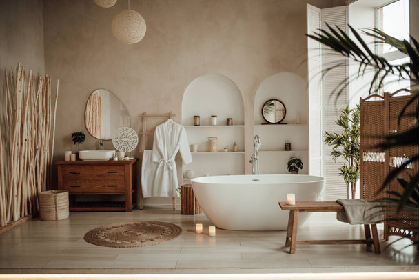Sisustus skandinaaviseen tyyliin kylpyhuone - Valokuva, kuva