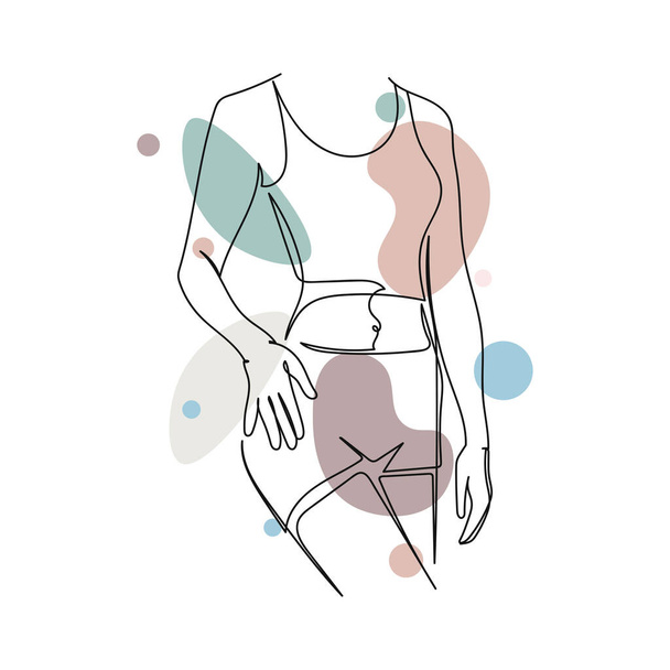 Jatkuva yksi yksinkertainen abstrakti linja piirustus sovi ja kaunis nainen kehon kuvaketta siluetti valkoisella pohjalla - Vektori, kuva