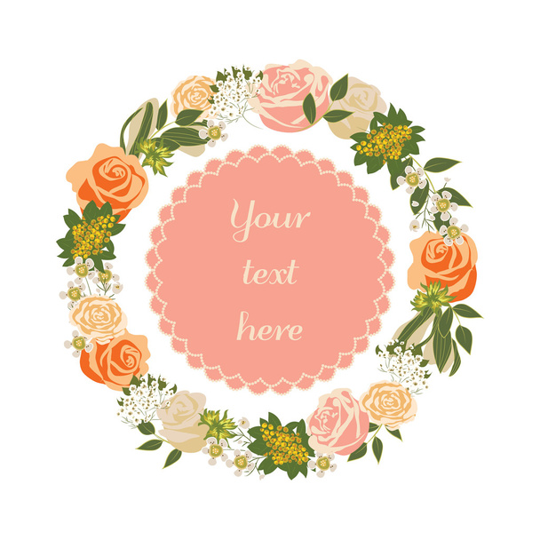 Bright floral card with cute cartoon flowers in vector. Inspirational and motivational quotes background. - ベクター画像