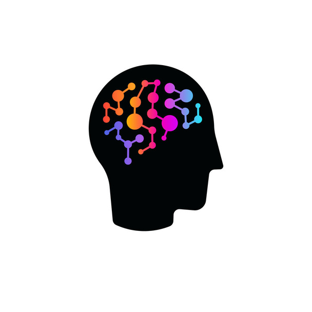 Icona testa piatta concetto di salute del cervello e logo di educazione intelligente. Logo vettoriale del profilo facciale per farmacia, educazione, logo della medicina. Illustrazione vettoriale - Vettoriali, immagini