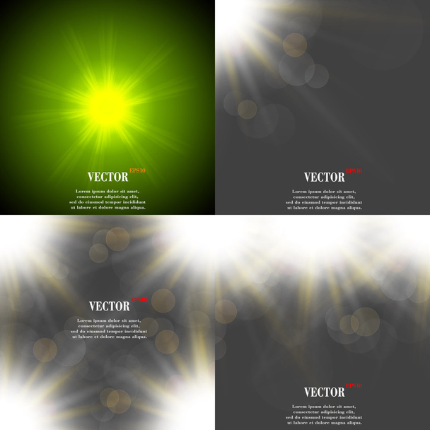Абстрактный размытый фон с нависающими полупрозрачными кругами, световыми эффектами и вспышкой солнца. Вектор
 - Вектор,изображение