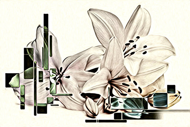 Fondo vintage con ilustración de arte flor pintura - Foto, imagen