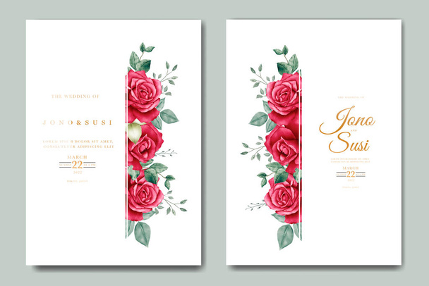 mooie bruiloft uitnodigingskaart met bloemen aquarel - Vector, afbeelding