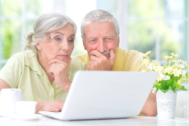  senior couple with laptop at home - Фото, зображення