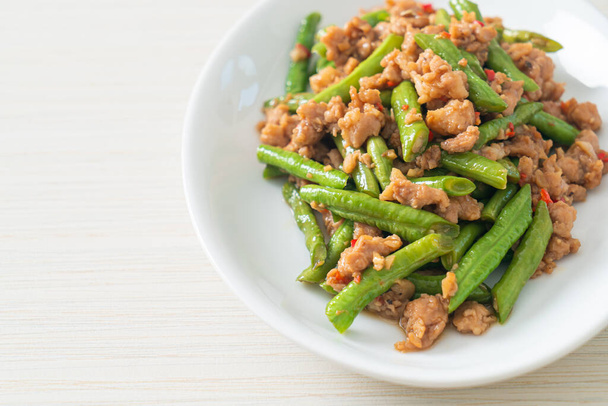 stir-fried french bean or green bean with minced pork - Asian food style - Photo, Image