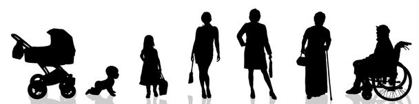Silhouette  of generational people. - Vector, Image