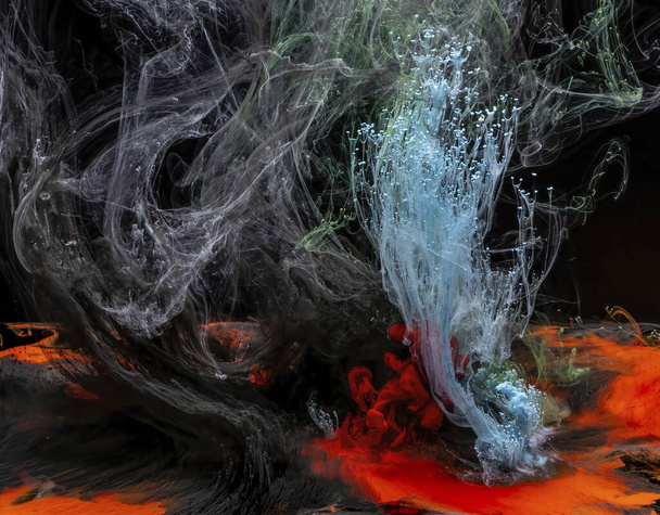 Des gouttes d'images de peinture dans l'eau.Image 3D. - Photo, image